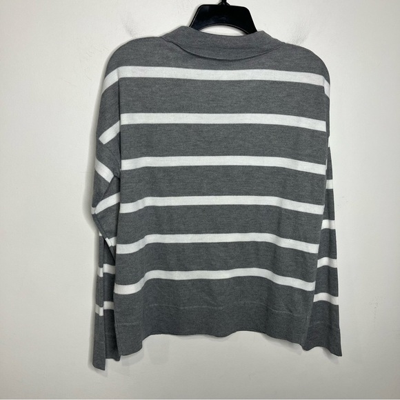 Better unsaid gray & white striped collared sweater women’s size large business - Picture 7 of 7